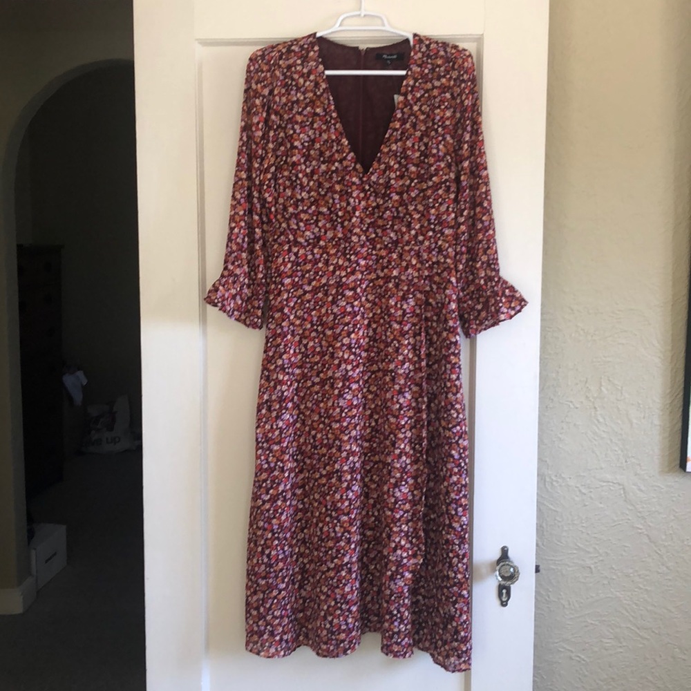 Madewell long sleeve crossover midi dress